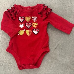 Garanimals Red Long Sleeve With Hearts Graphic One Piece Size 0-3 months